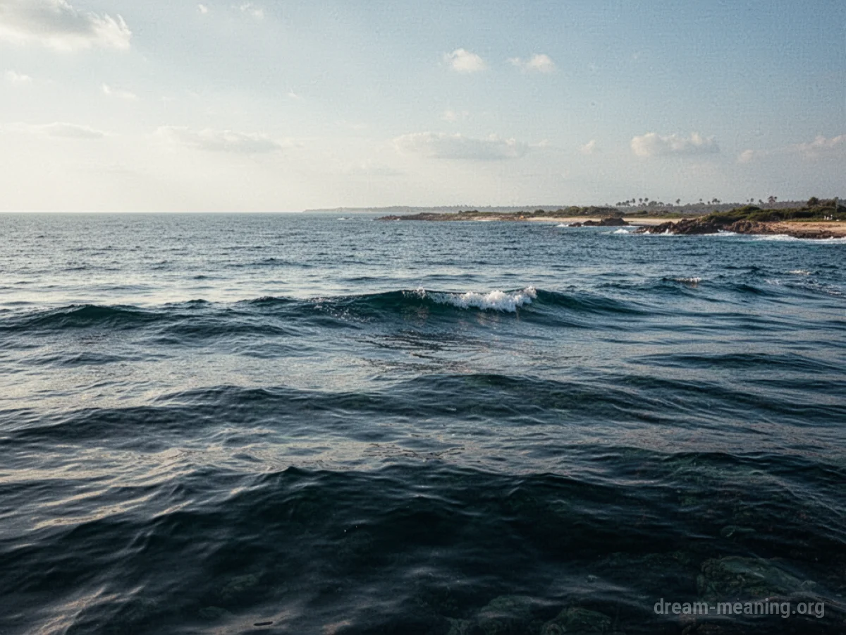 Ocean water encroaching on a distant shoreline.