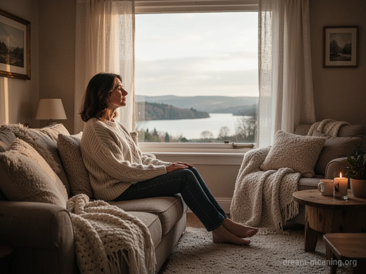 A person sitting peacefully in a cozy room.