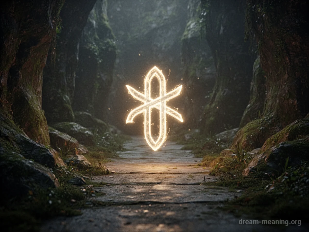 A luminous symbol appears in a dark, ethereal environment.