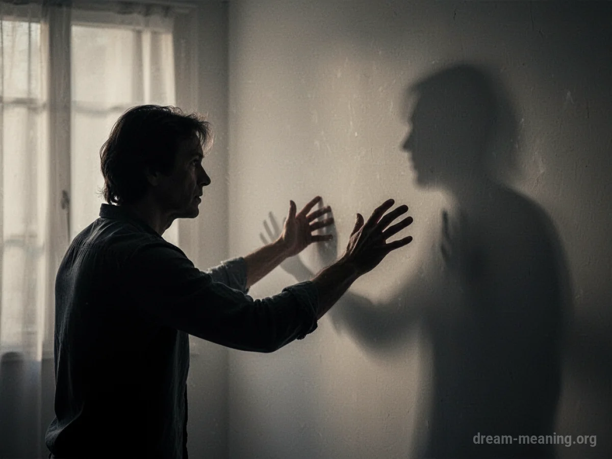 Silhouette of a person reaching towards a shadowy figure.