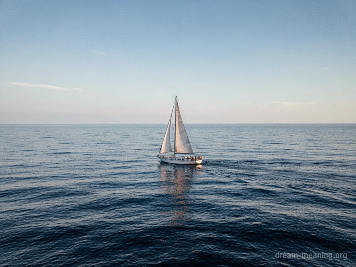 A sailboat on the open sea.