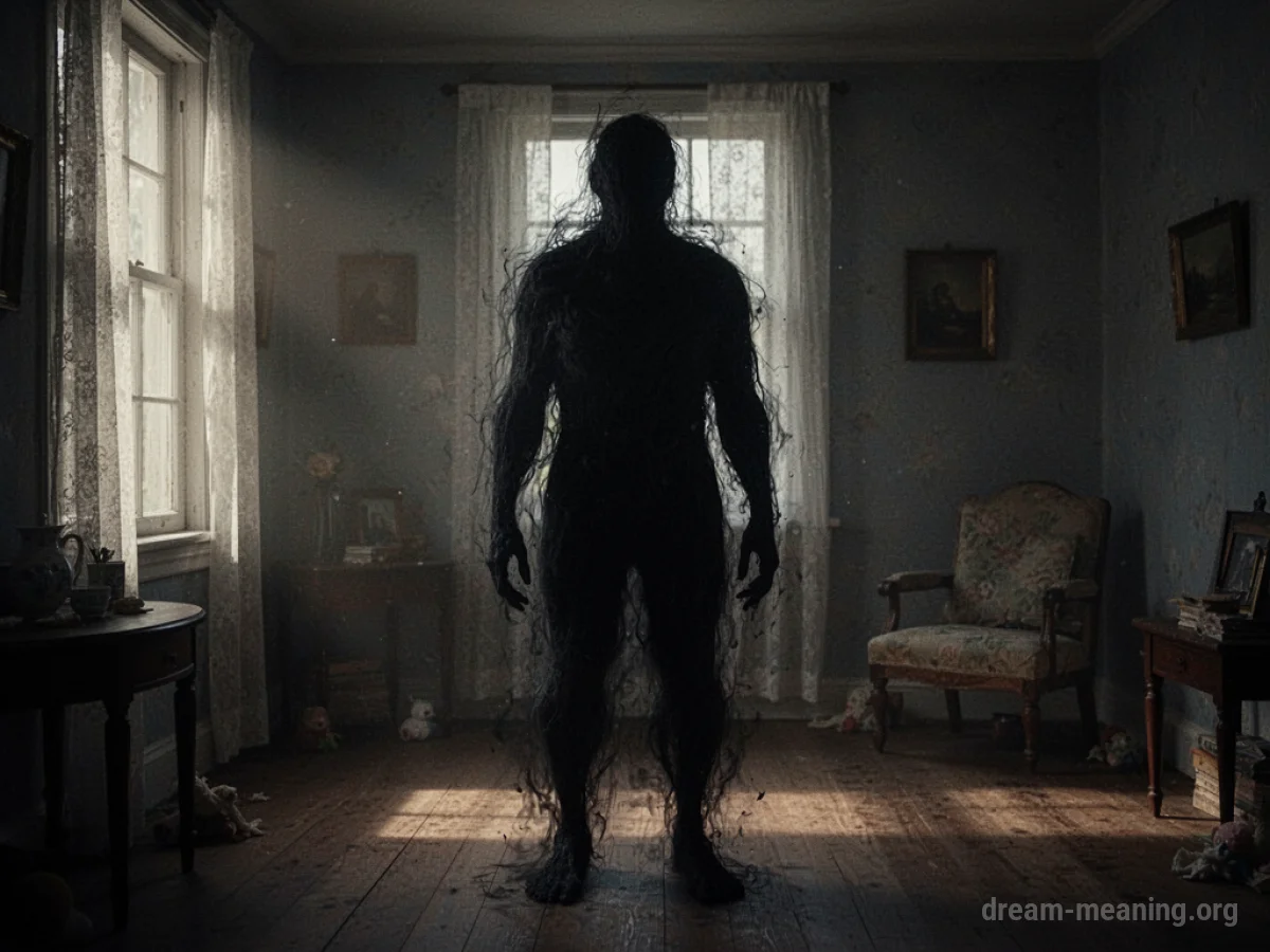 A shadowy figure looms in a dark doorway.