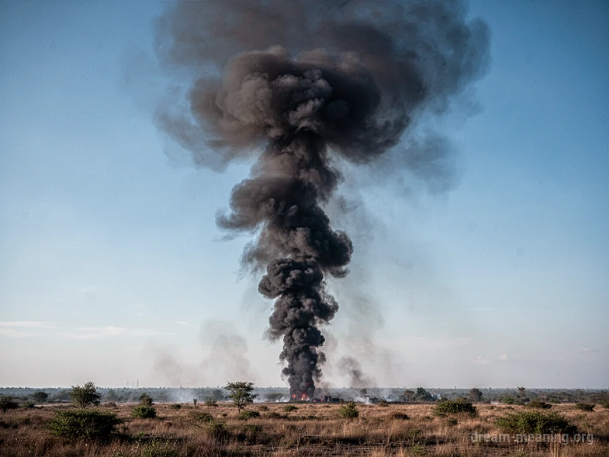 A column of smoke ascending into the sky.