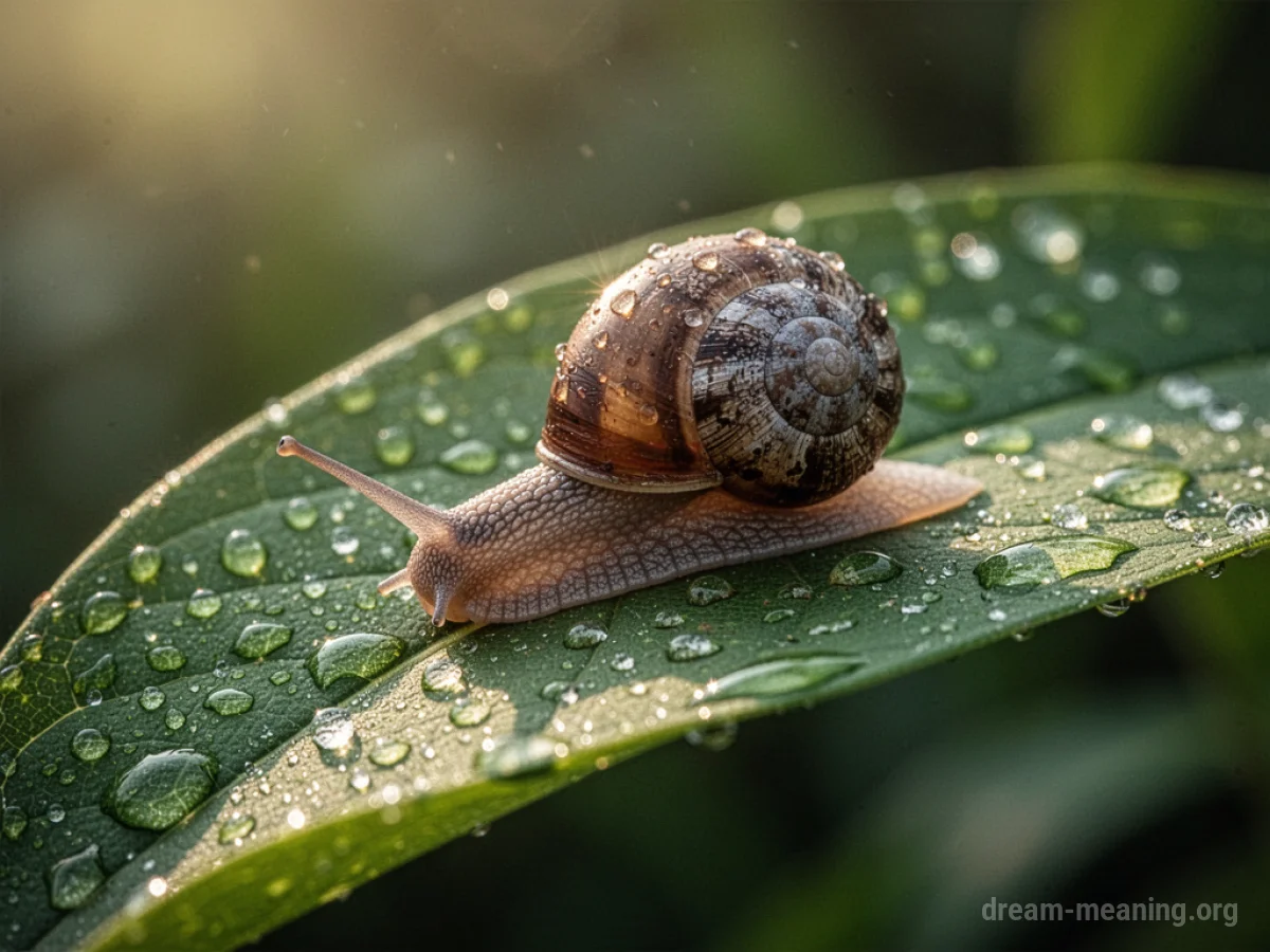 A snail with its shell on its back moving across a leaf.