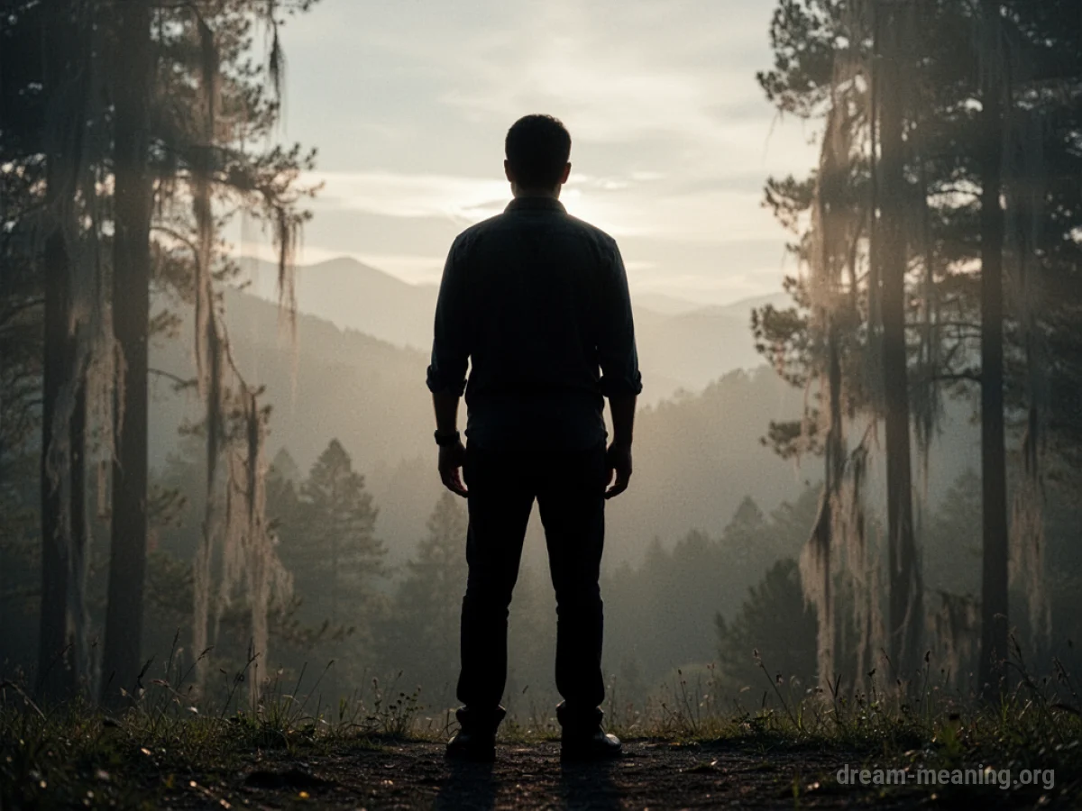 A lone silhouette figure seen from behind.