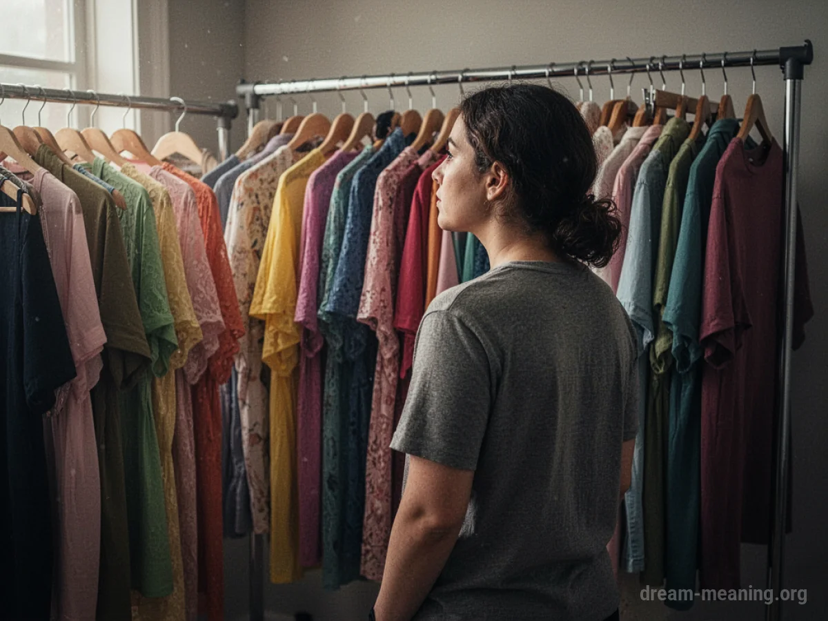 A person looking at a rack of clothing.