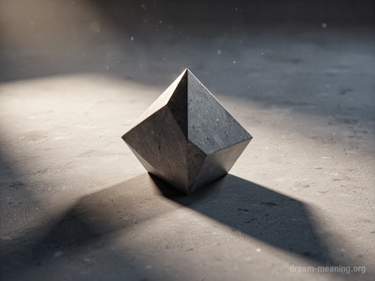 A geometric shape casting a shadow on a plain surface.