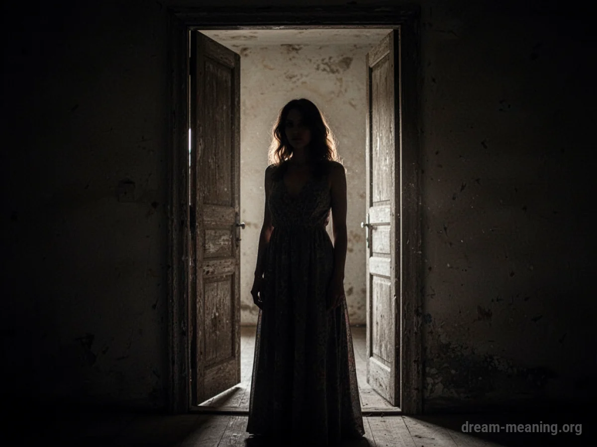 Silhouette of a woman in a doorway.