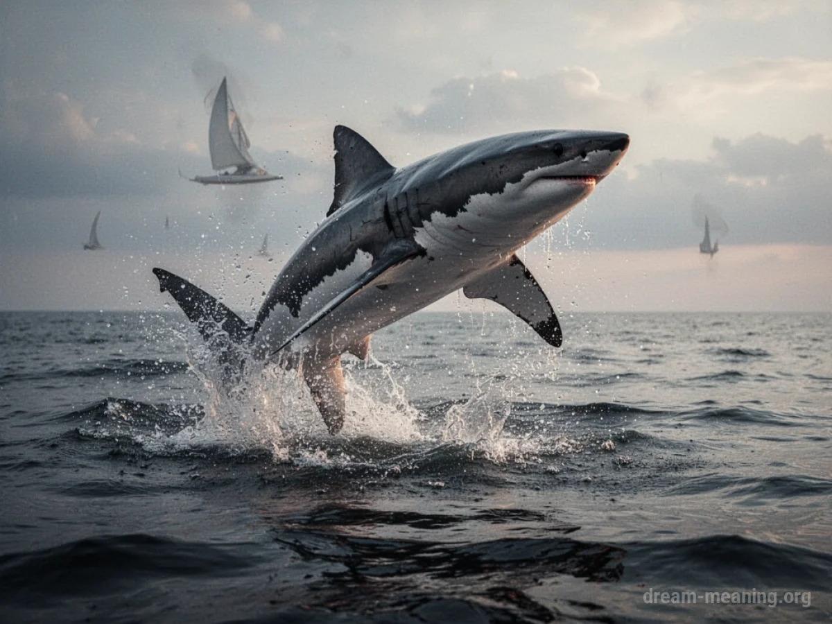 A shark breaching the water's surface.