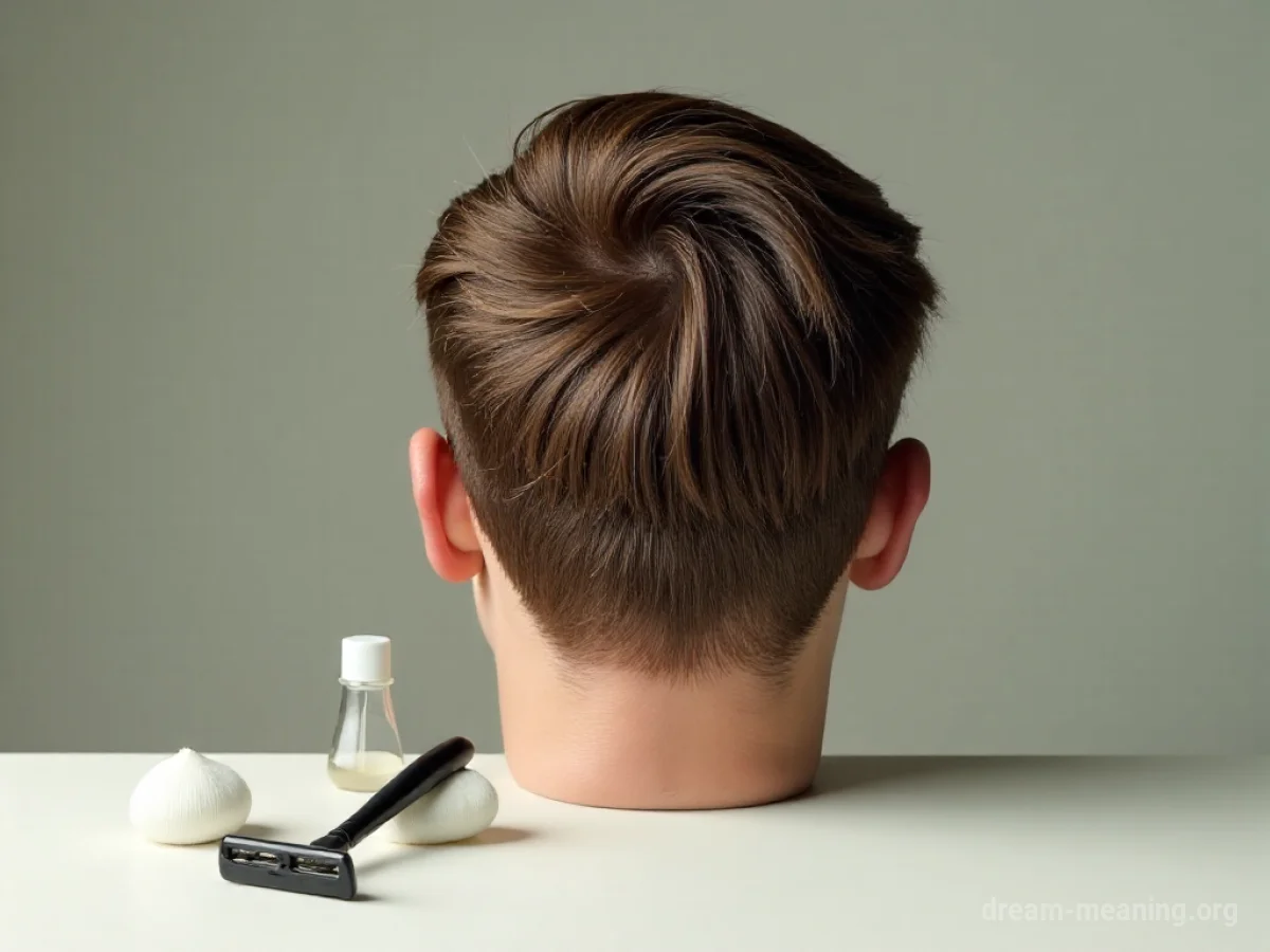 Silhouette of a person holding a razor to their head in front of a mirror.
