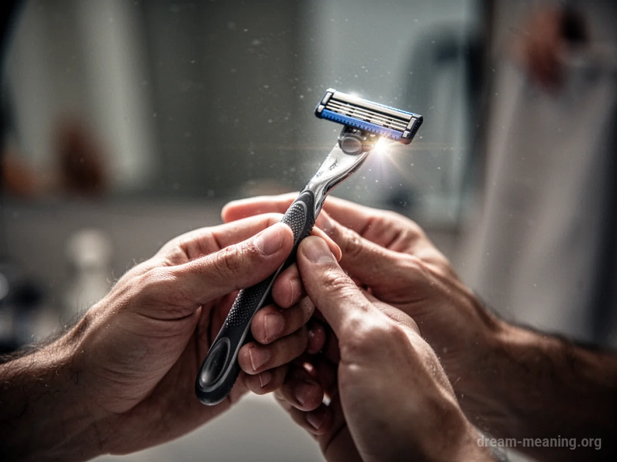 A close-up view of hands holding a razor.