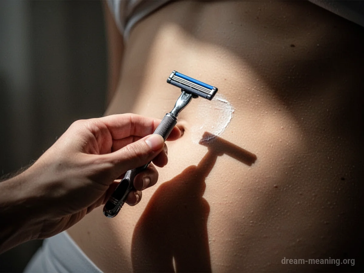 A hand holding a razor in a dimly lit, private space.