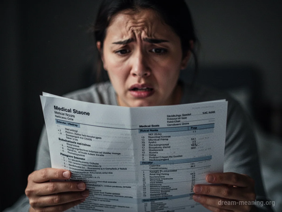 Person holding a medical report with a worried look.