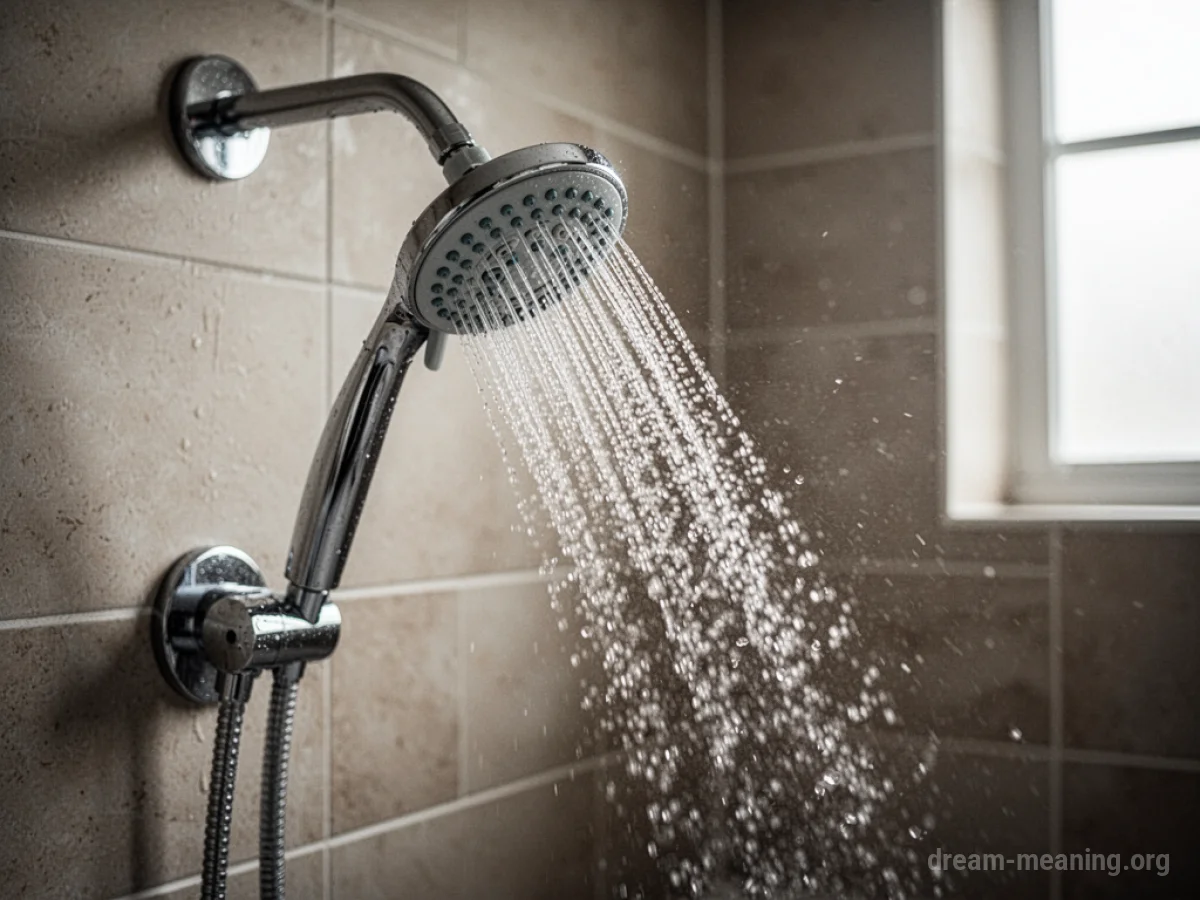 A shower head with no water flowing.