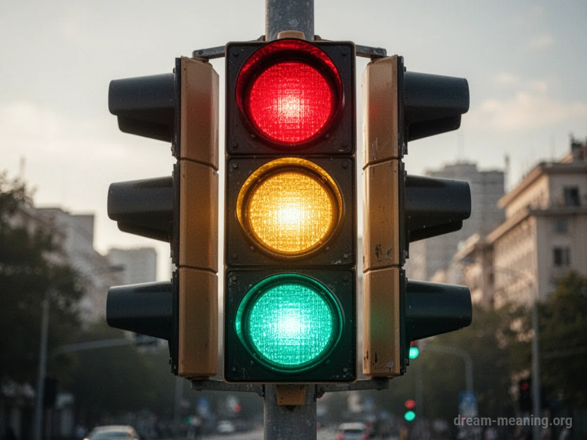 A traffic signal with lights rapidly cycling through colors.
