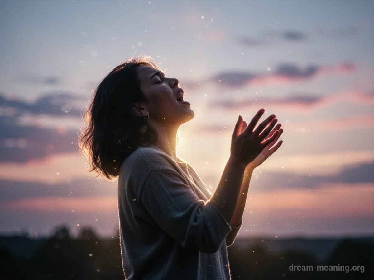 Silhouette of a person singing with a gentle light.