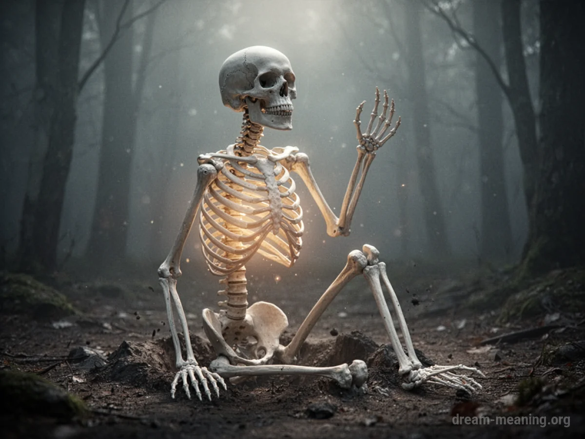 A skeletal figure beginning to stand up.