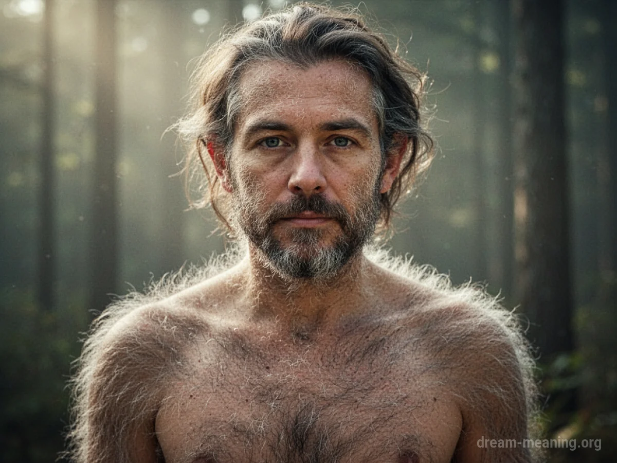 A person's skin is covered in dense, short hair.