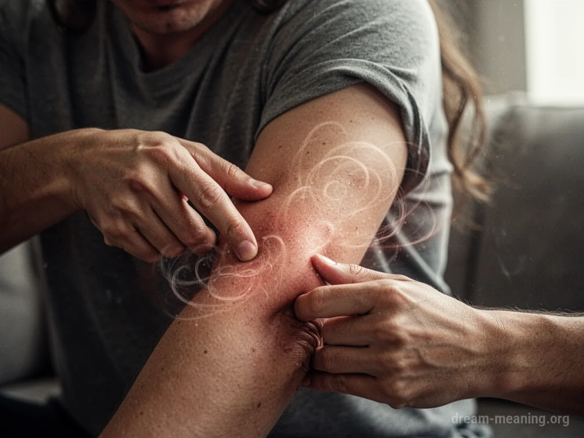 A person's arm being scratched.
