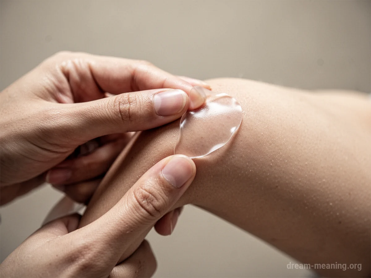 A close-up of a human hand with a small piece of skin detaching.