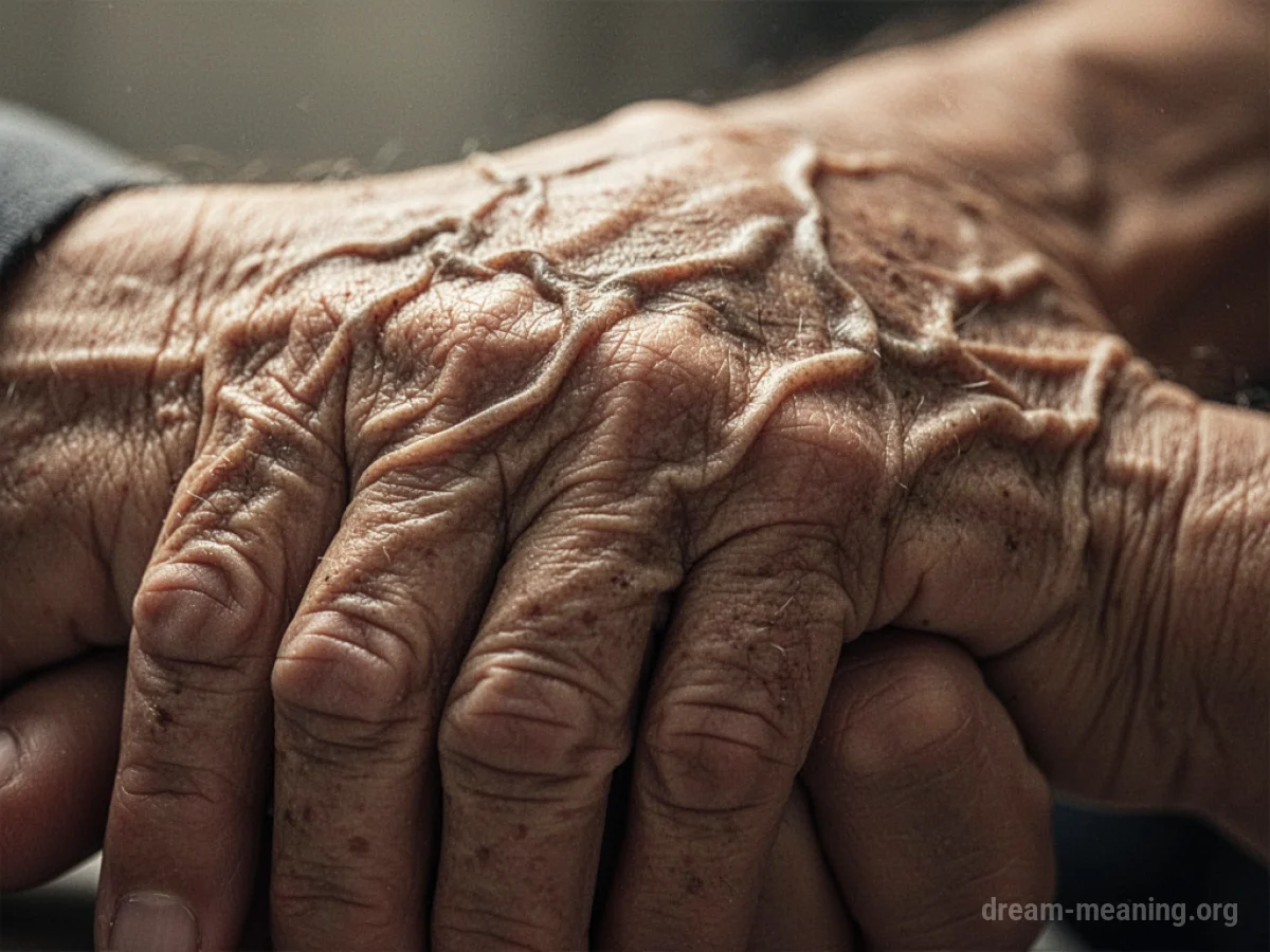 Close-up view of skin showing prominent wrinkles.