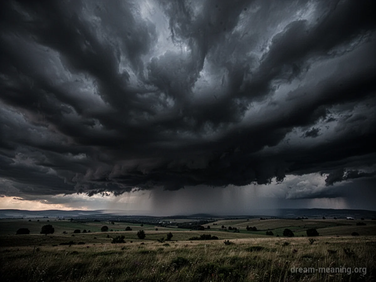 A dark, cloudy sky.