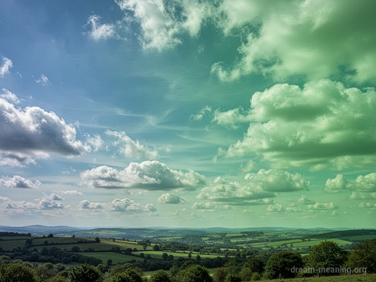 The sky is a strange green color.