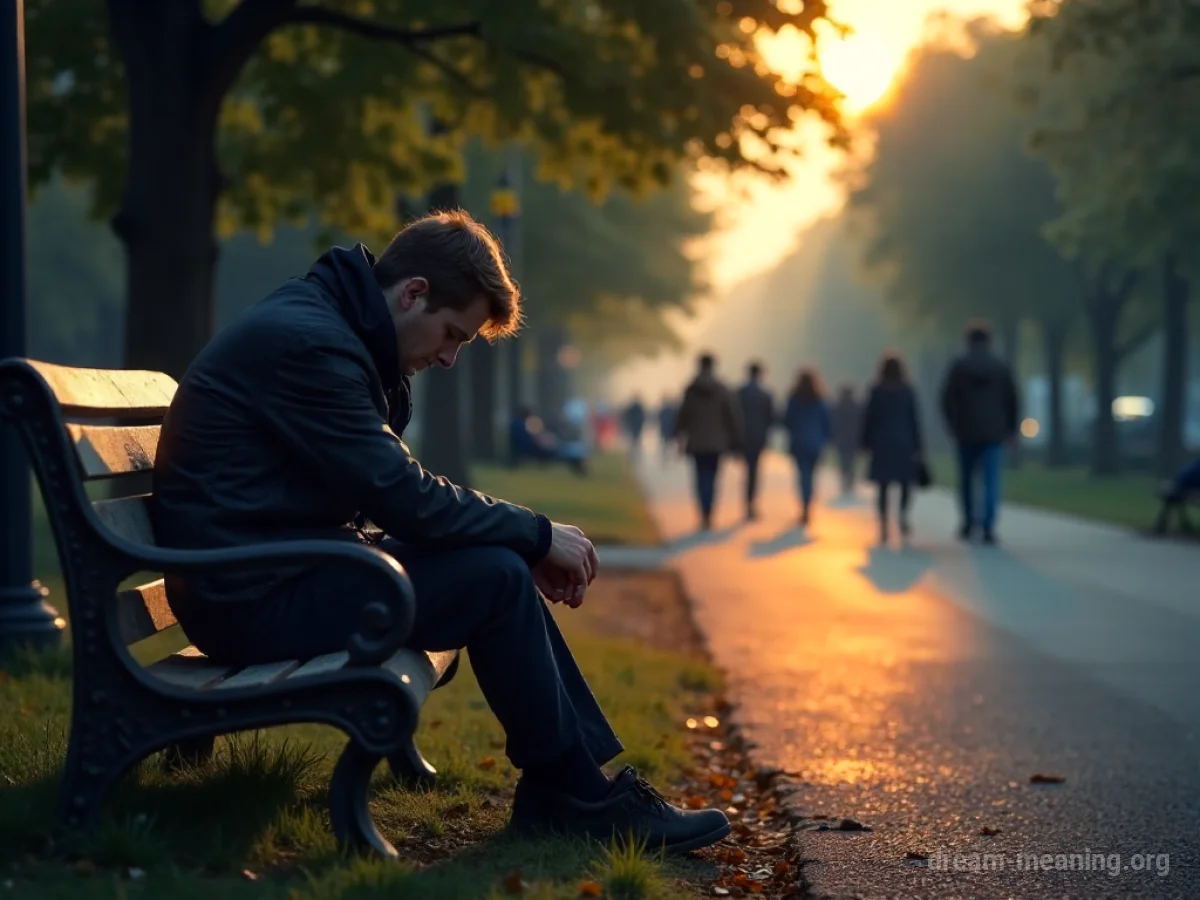 A person asleep on a public bench.