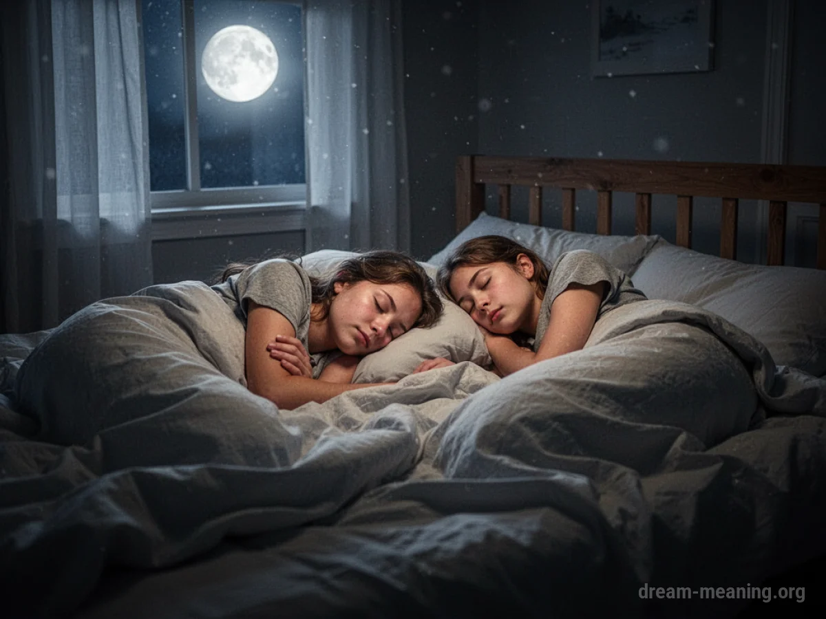 Two people sleeping side-by-side in a bed.