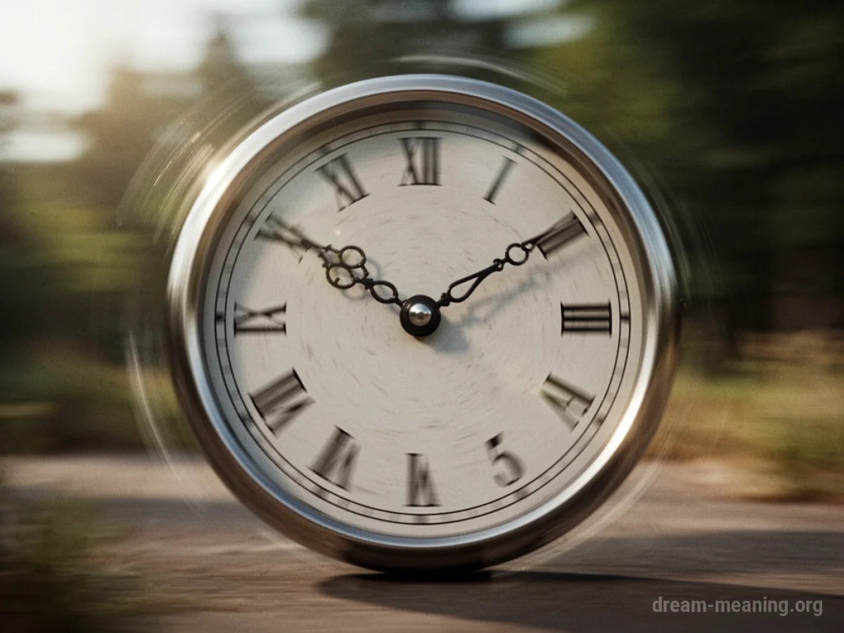 Clock hands spinning rapidly against a blurred background.