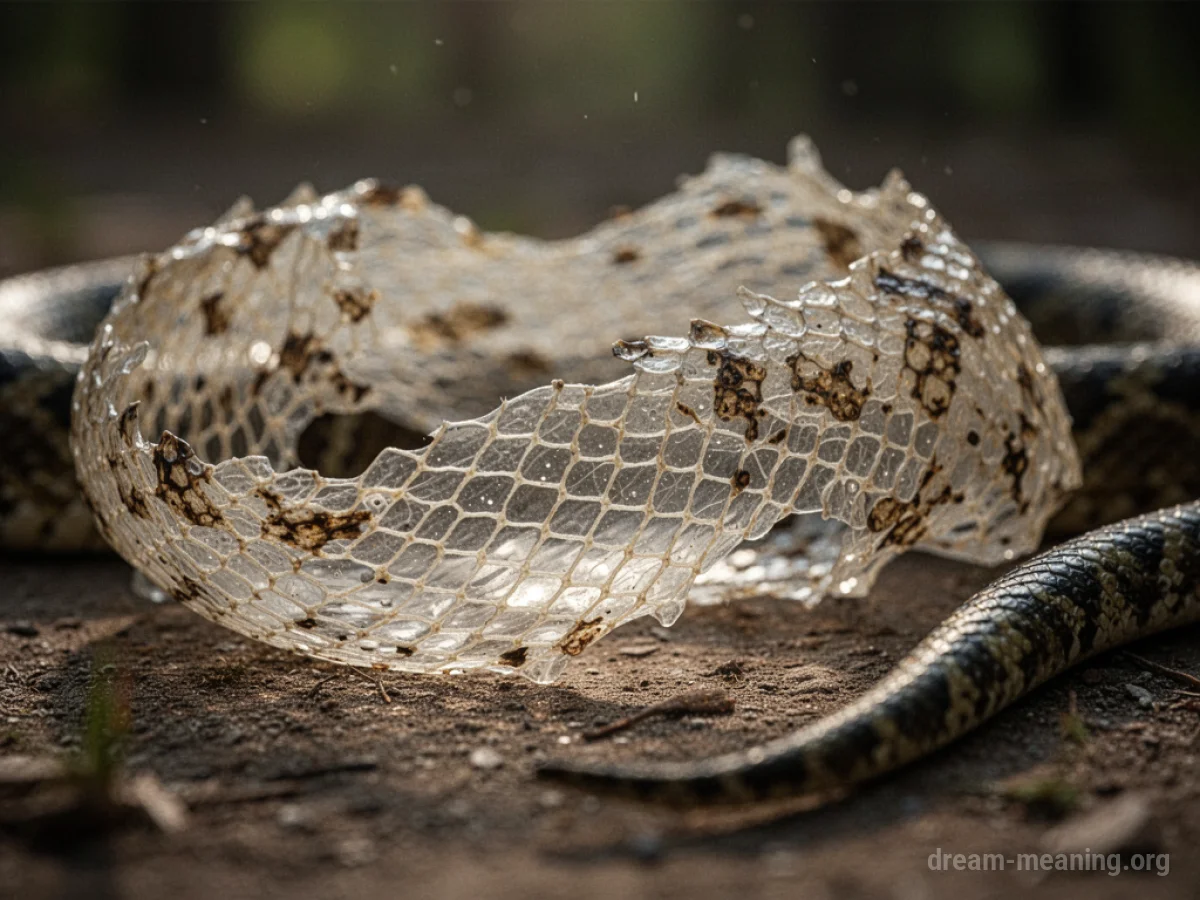 A translucent, empty snake skin.