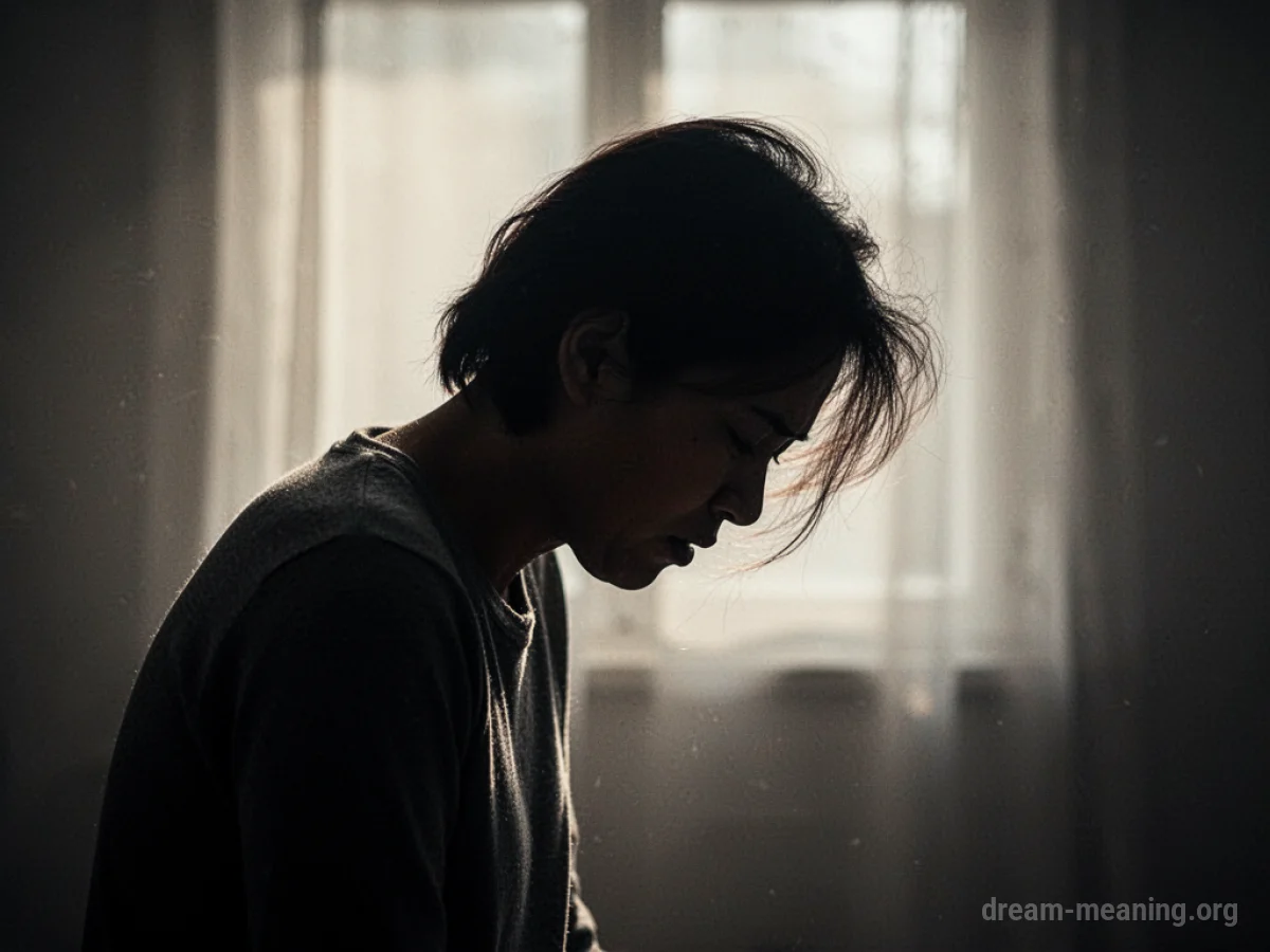 Silhouette of a person crying.