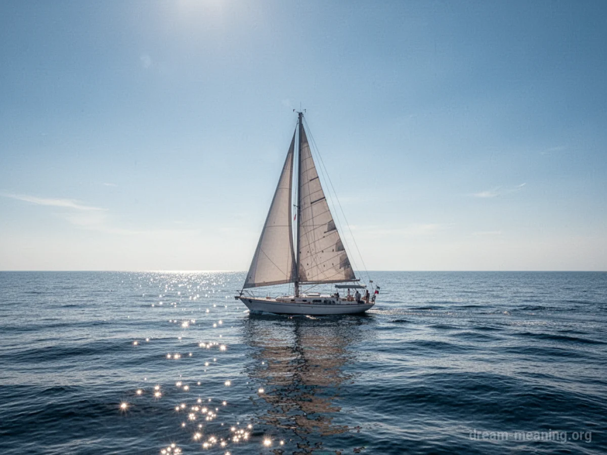 A sailboat moving across the water.