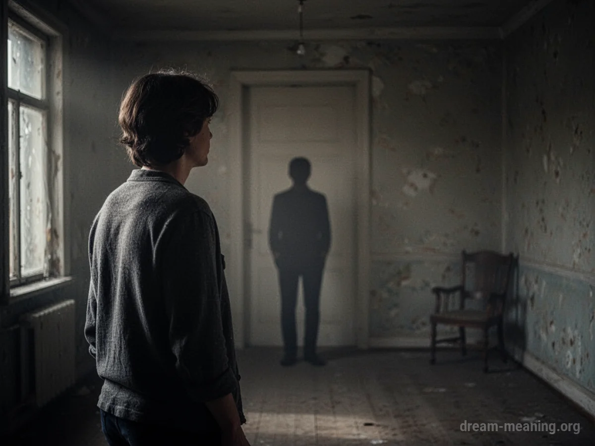 A silhouette of a person standing in a dark room.