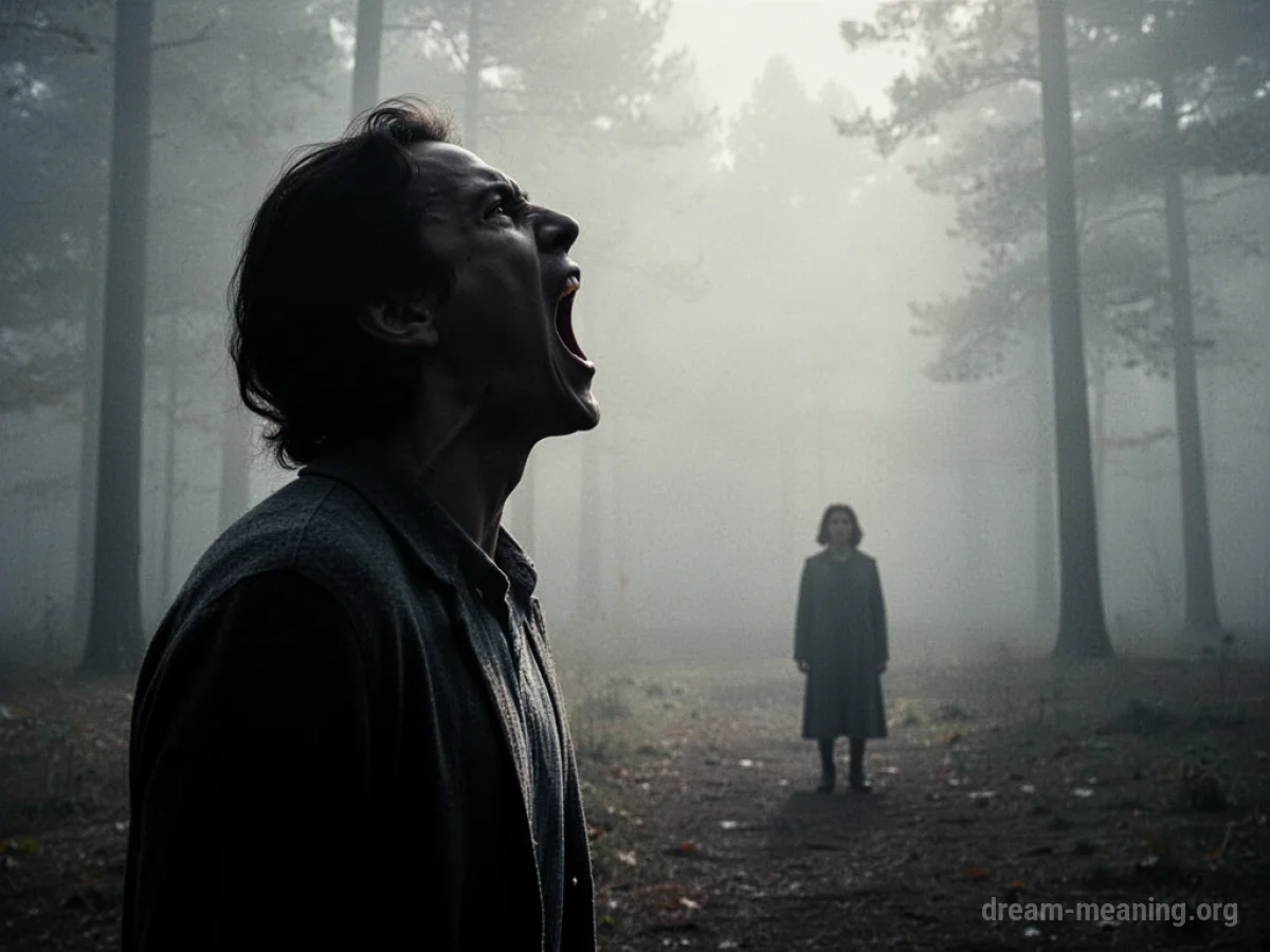 Silhouette of a person screaming towards another distant silhouette.