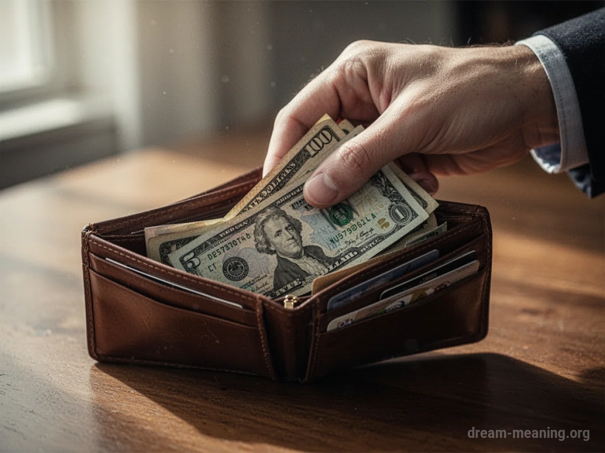 A hand reaching into a wallet.