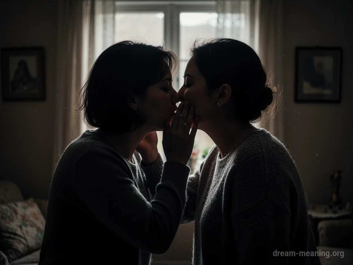 Silhouette of one person whispering into another's ear.