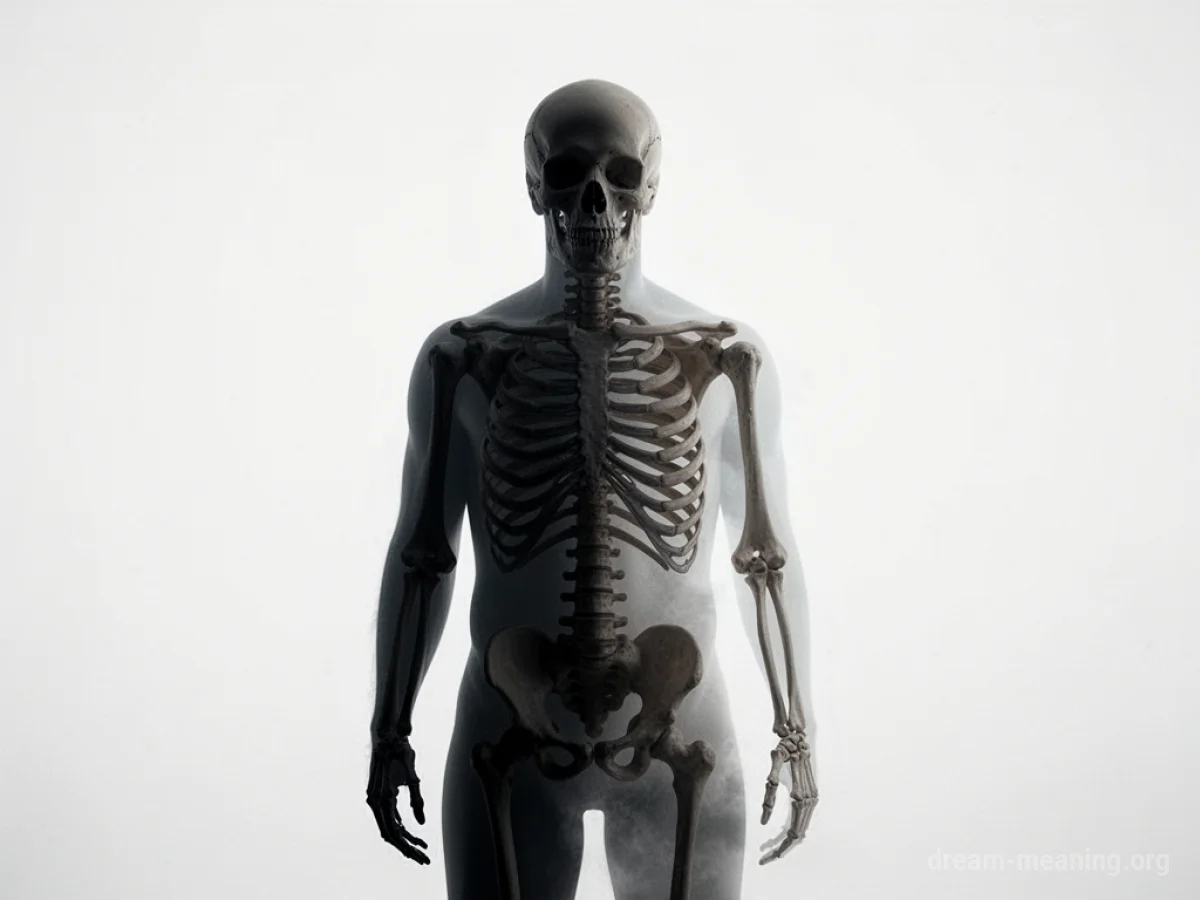 Silhouette of a person becoming a skeleton.
