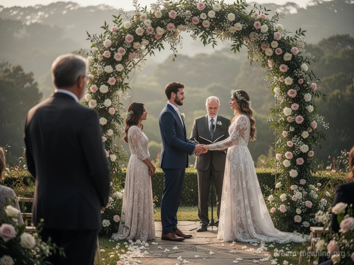 A parent observes their son's wedding ceremony from afar.