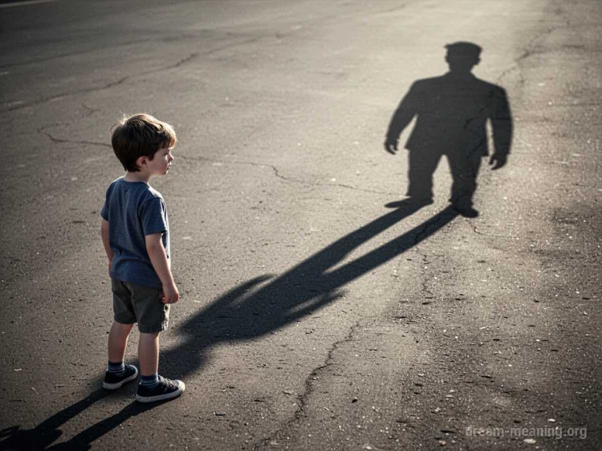 A shadow transitioning from a child's shape to an adult's shape.