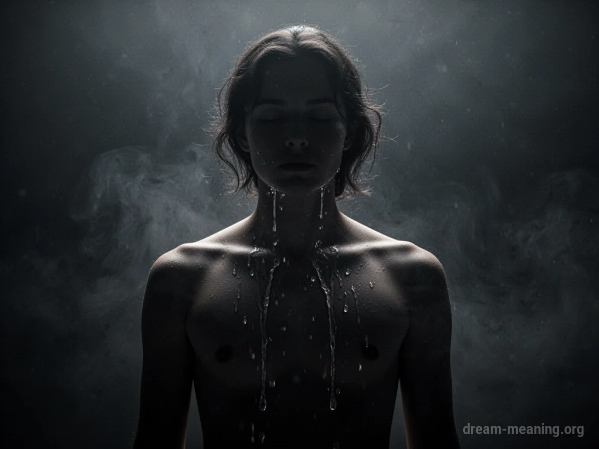 Silhouette of a person with faint tears emanating from their chest area.