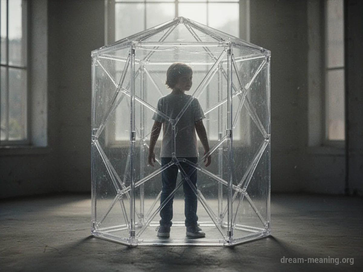 A person's silhouette inside a cage.