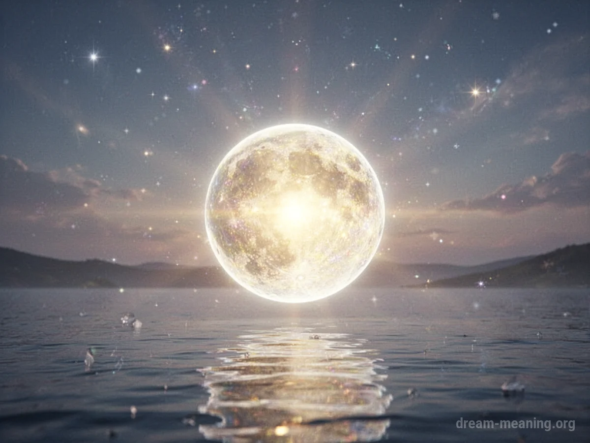 A glowing orb of light in a serene, abstract background.