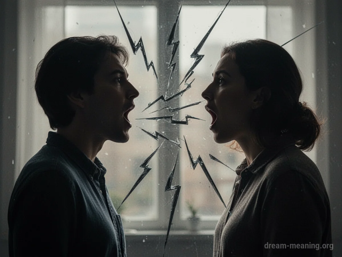 Two silhouetted figures facing each other with abstract lines between them.