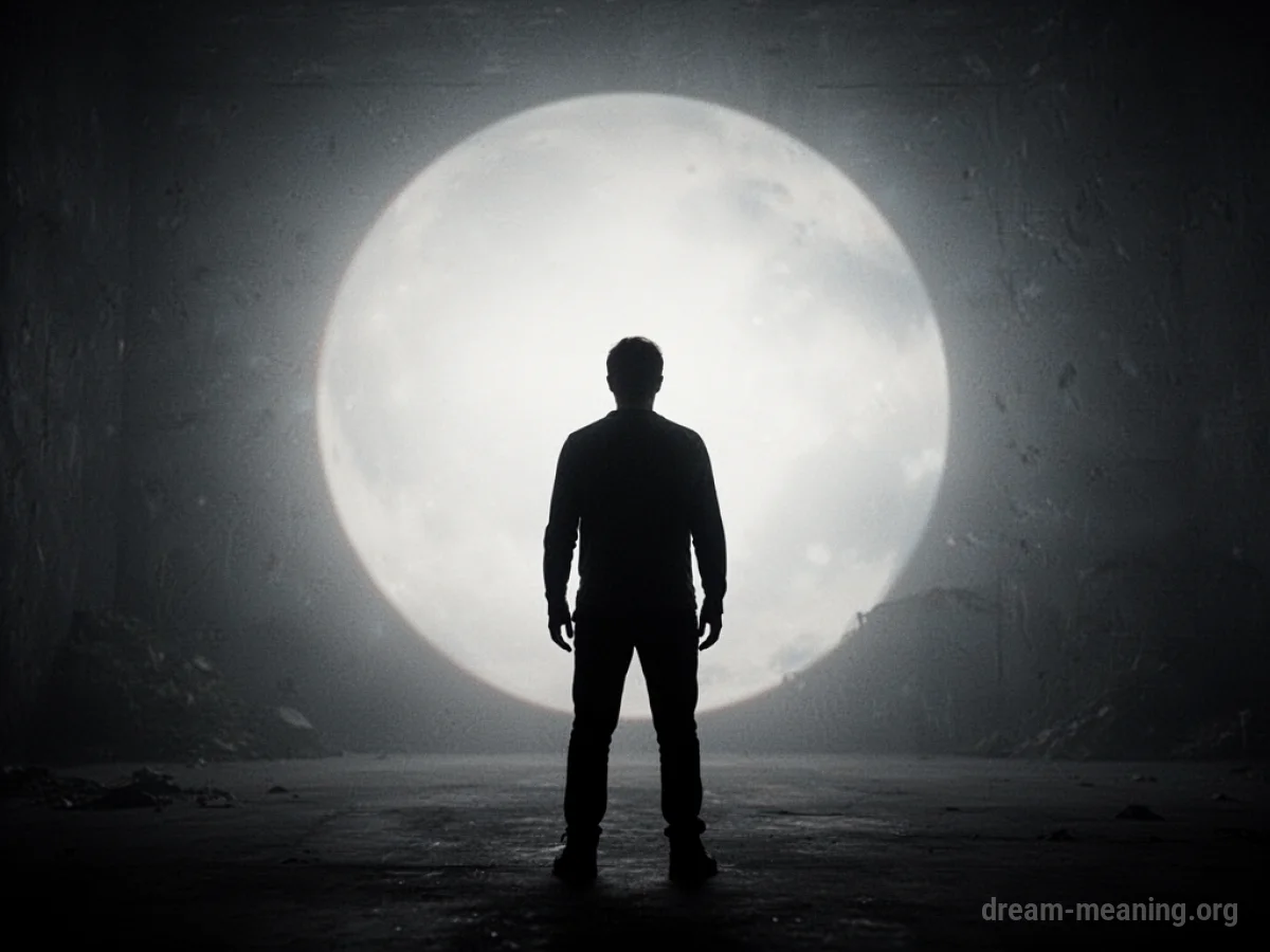 Silhouette of a person facing a luminous, abstract light.