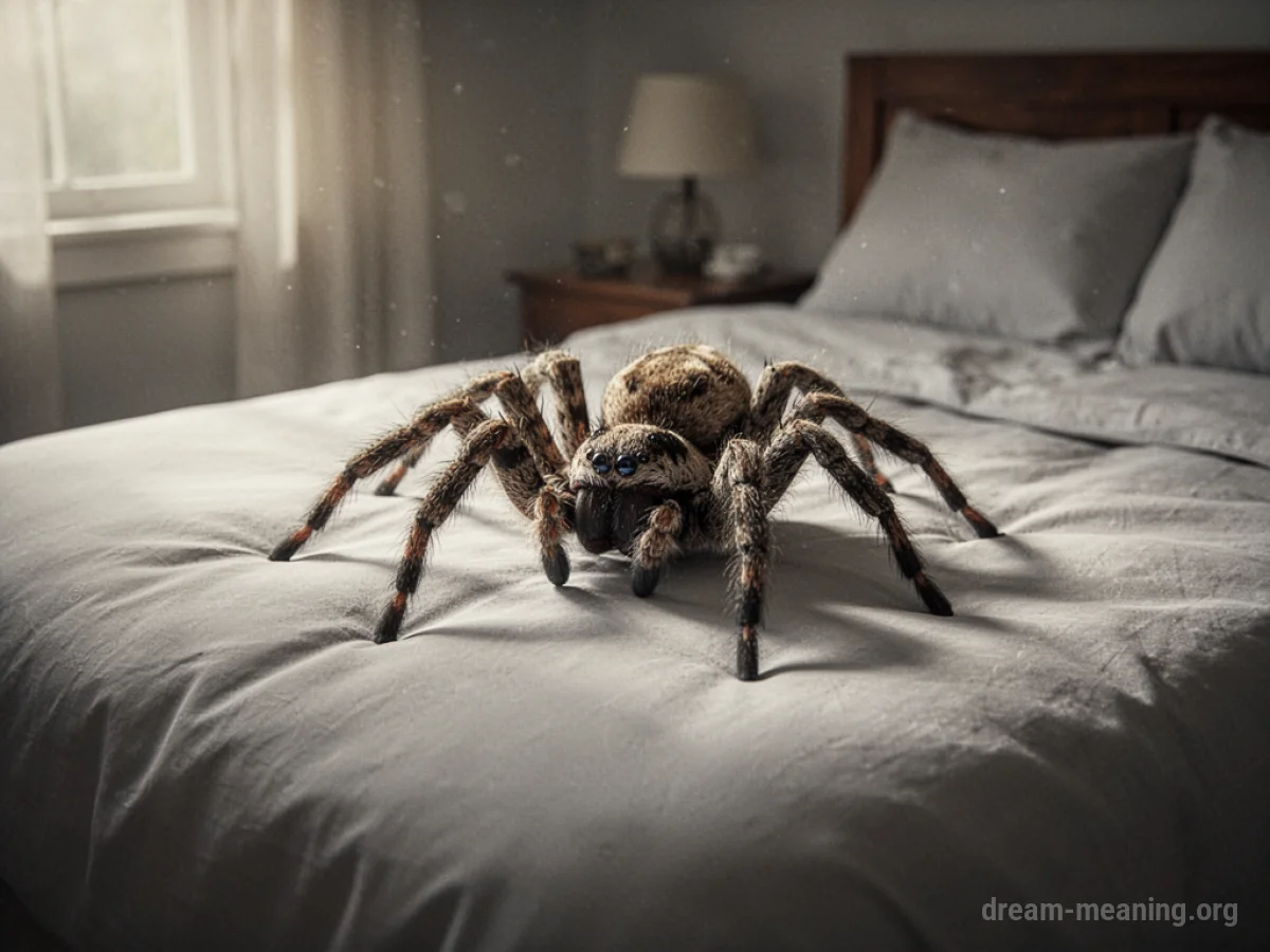 A spider on a bed.