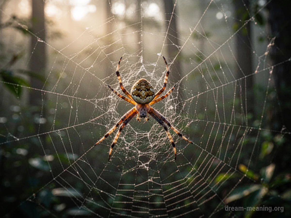 A spider constructing a detailed web.