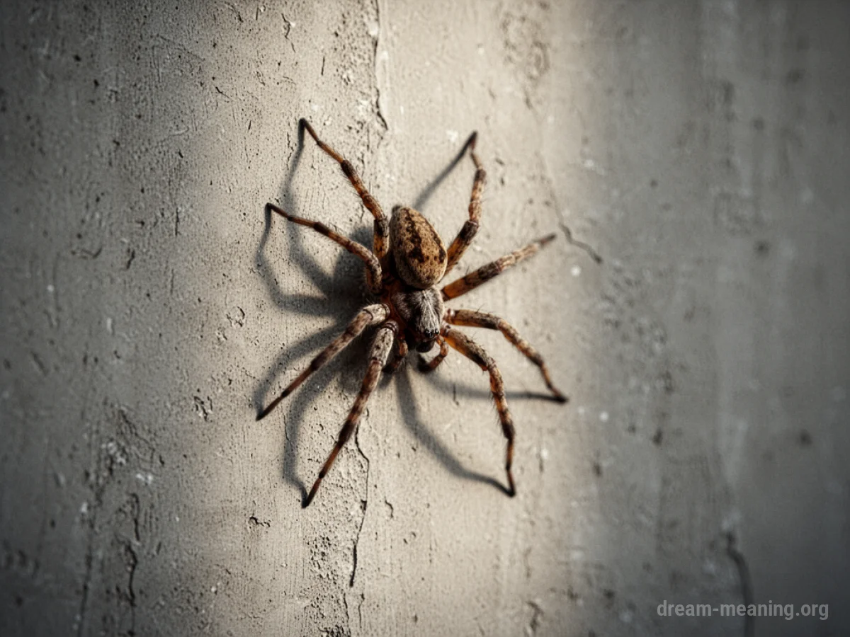 A spider is crawling upwards on a wall.
