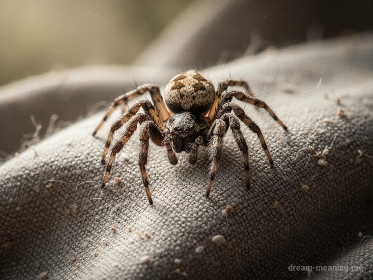A spider resting on a section of cloth.