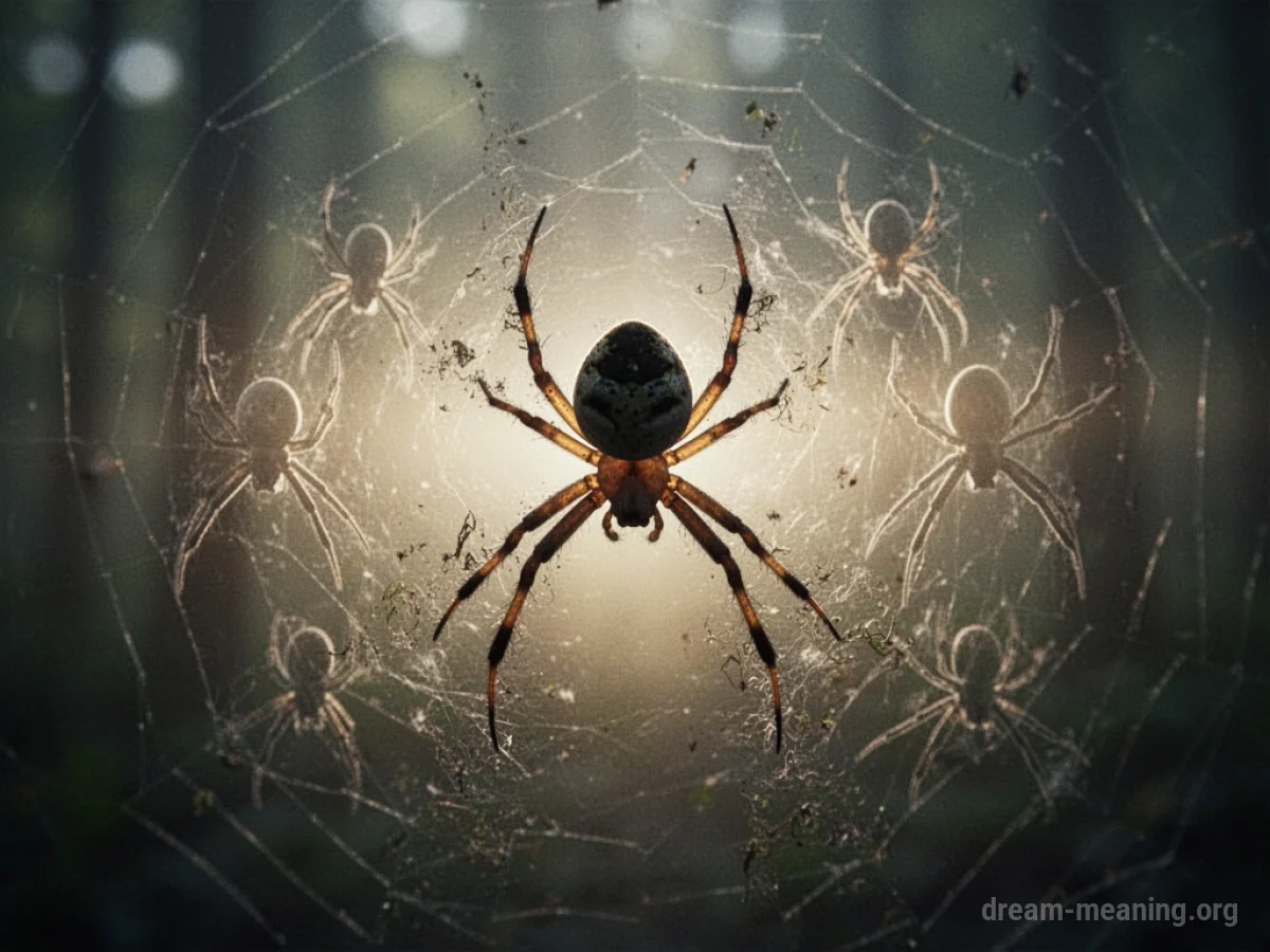 Silhouette of a spider fading into light with new shapes appearing.